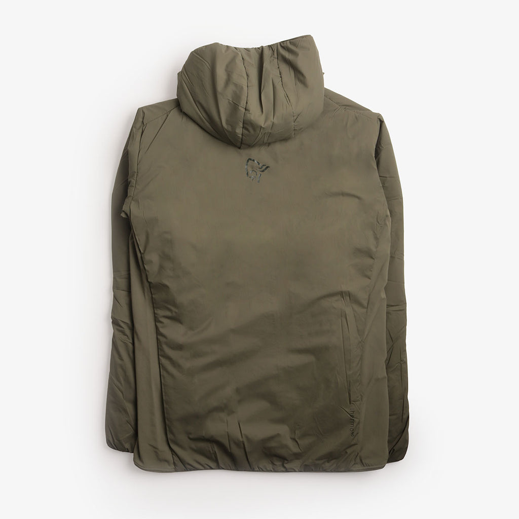 Norrona Femund Thermo60 Zip Hooded Jacket in Olive Night, back view