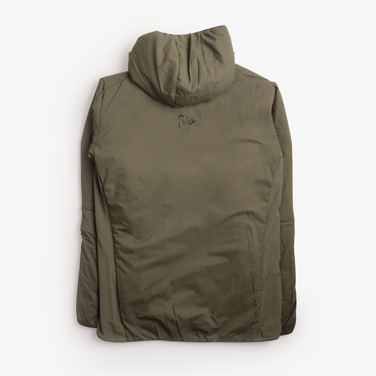 Norrona Femund Thermo60 Zip Hooded Jacket in Olive Night, back view