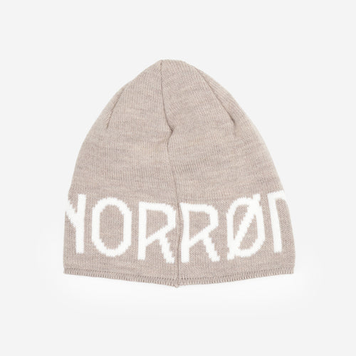 Knitted NORRONA wordmark across beige beanie