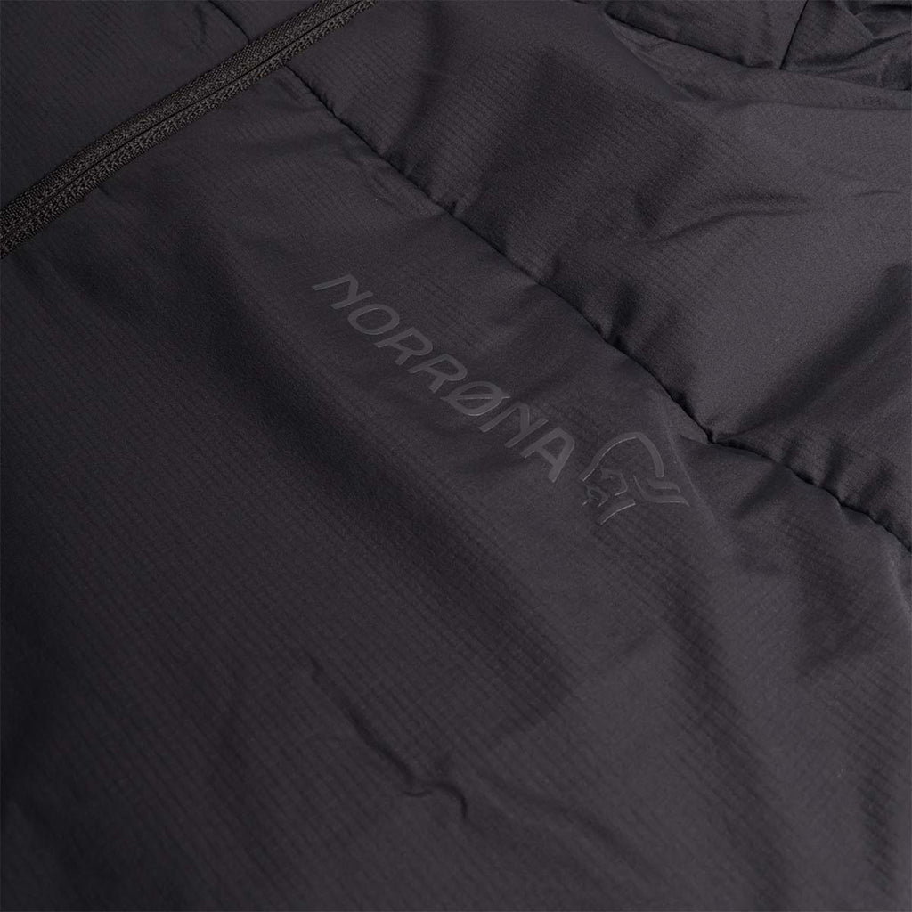 Norrona text logo on black Femund insulated jacket