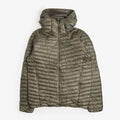 Norrona Trollveggen Down800 Super Light Hooded Jacket in Deep Lichen Green, front view