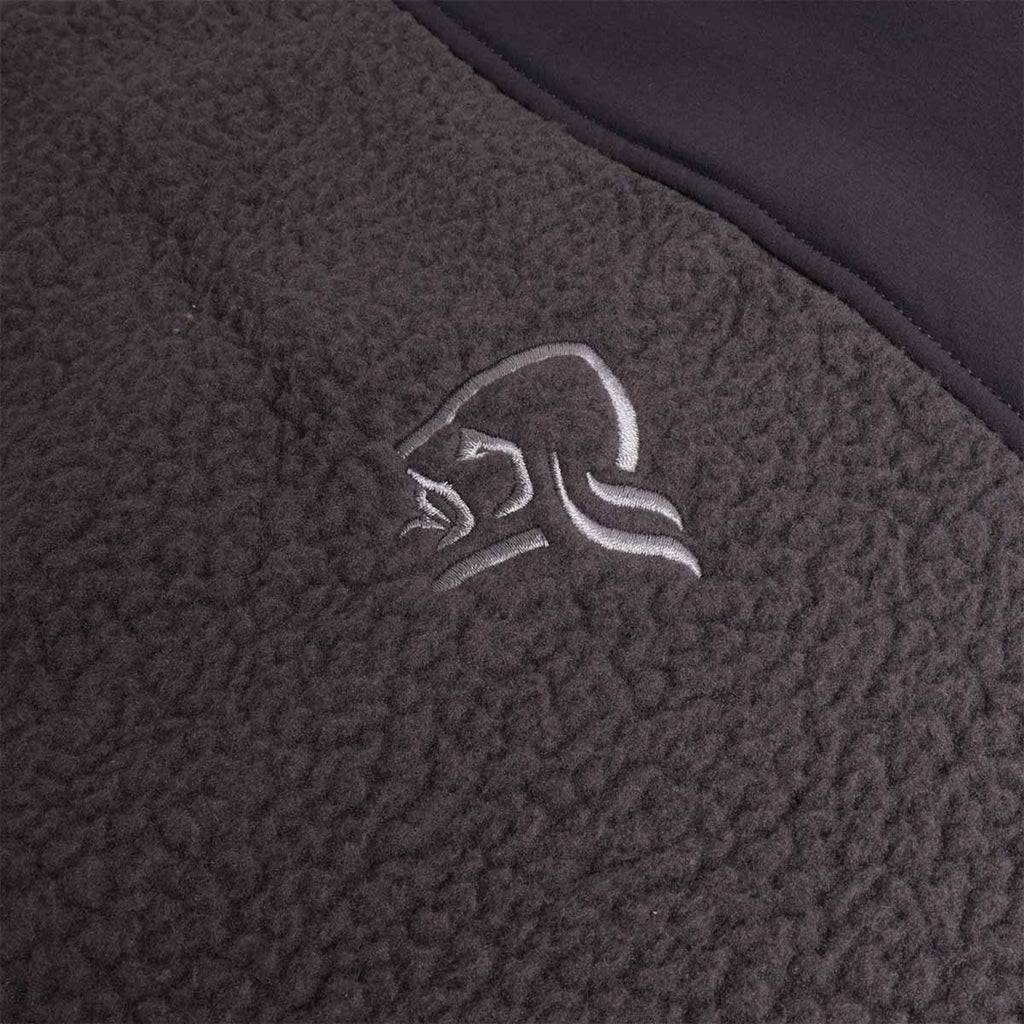 Norrona viking logo detail on phantom fleece vest
