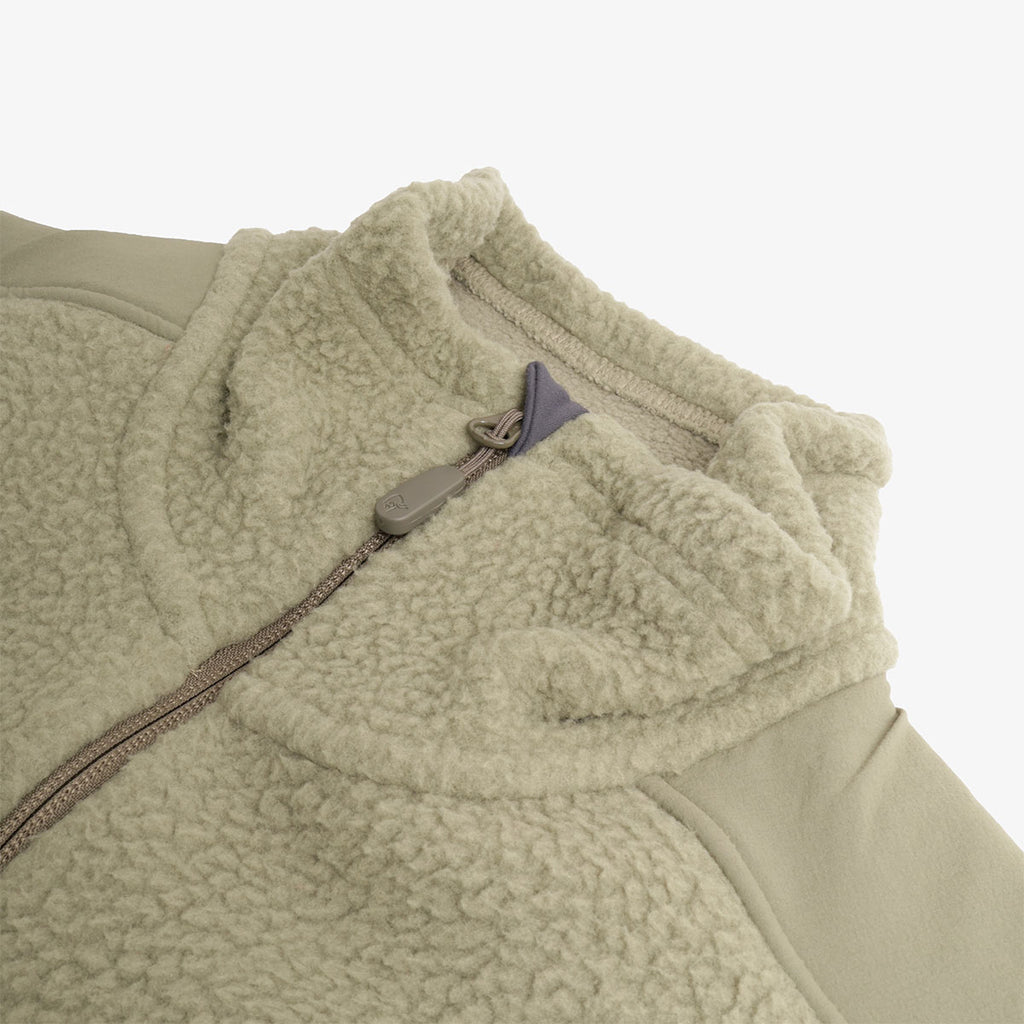 Collar and zip detail on Norrona Warm3 fleece jacket