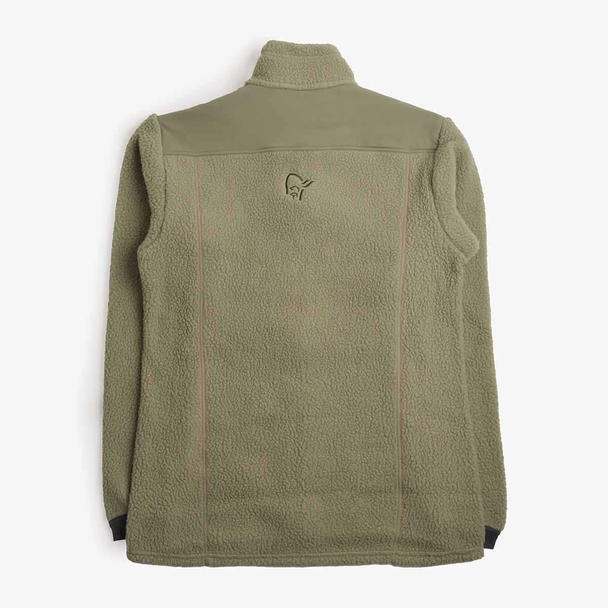 Norrona Trollveggen Warm3 Jacket in Deep Lichen Green, back view