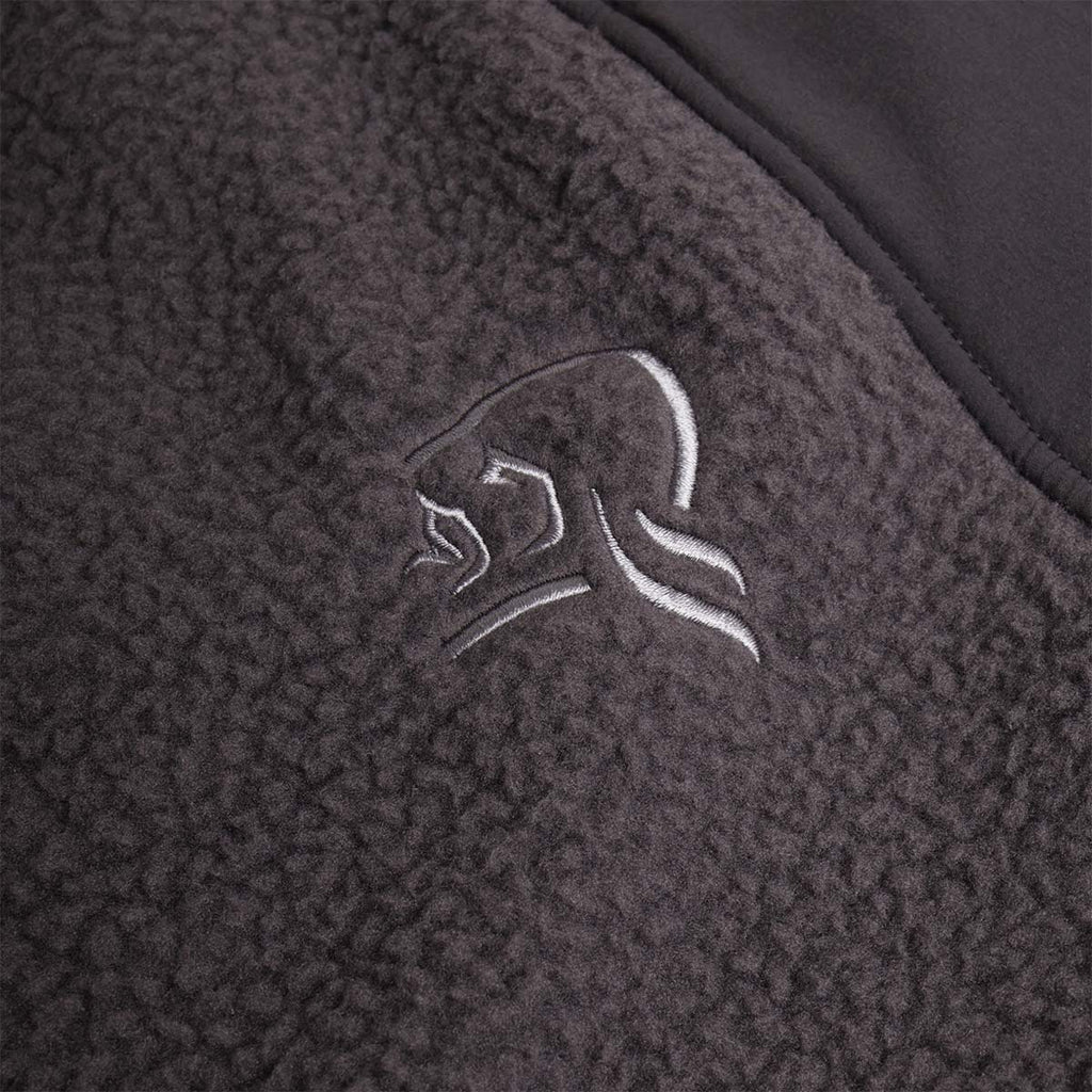 Norrona viking logo detail on phantom fleece jacket