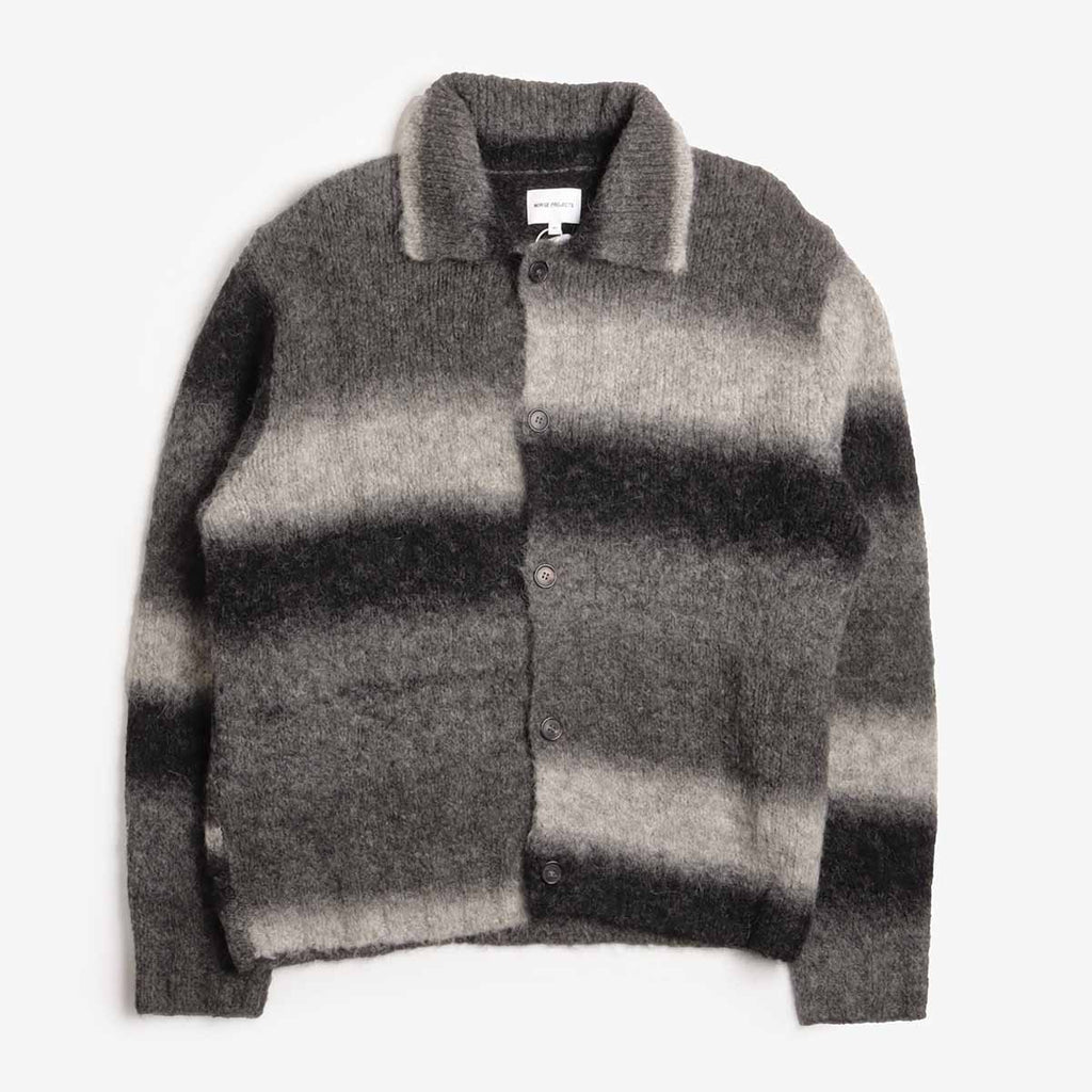 Norse Projects Erik Gradient Alpaca Wool Jacket, Charcoal Melange, Detail Shot 1