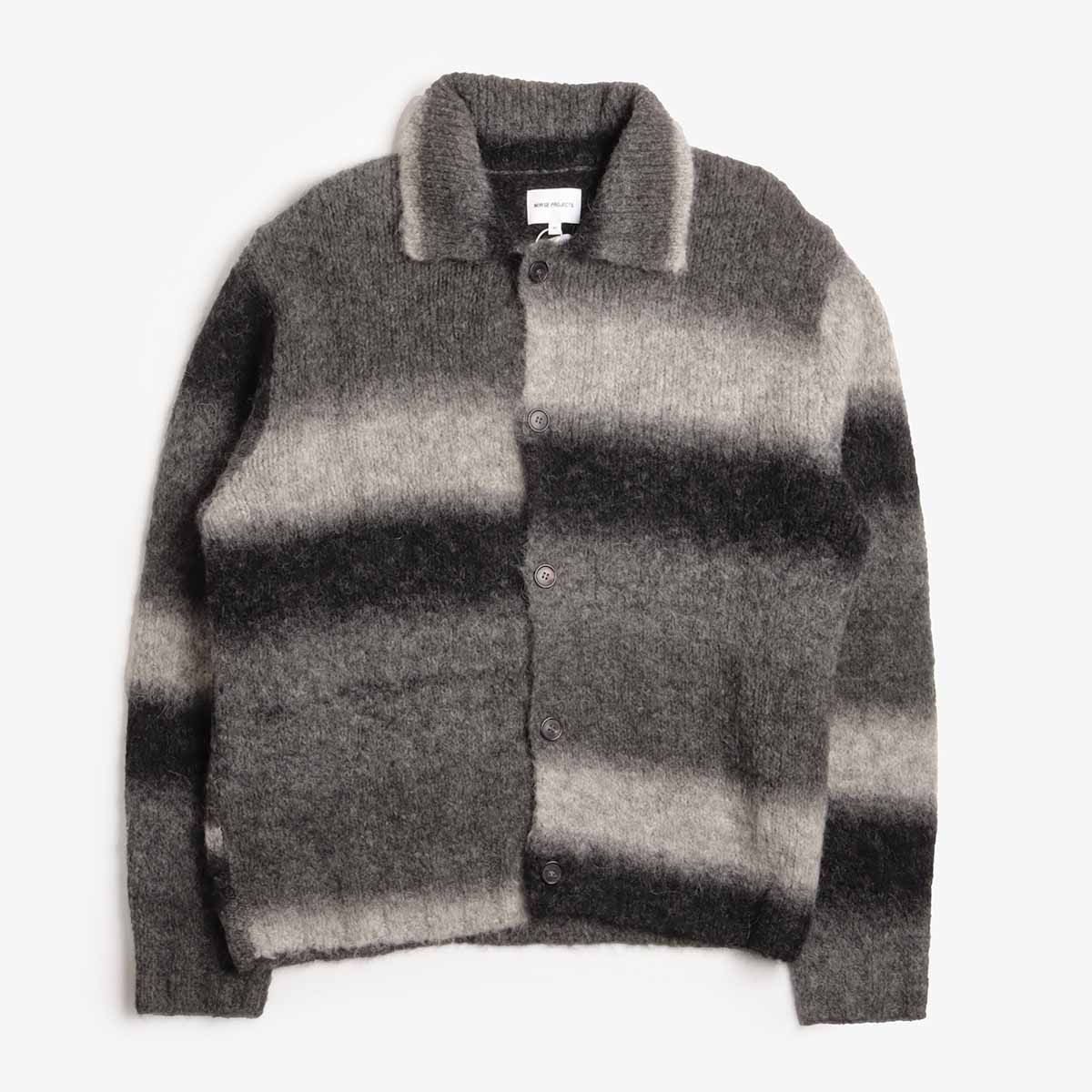 Norse Projects Erik Gradient Alpaca Wool Jacket, Charcoal Melange, Detail Shot 1