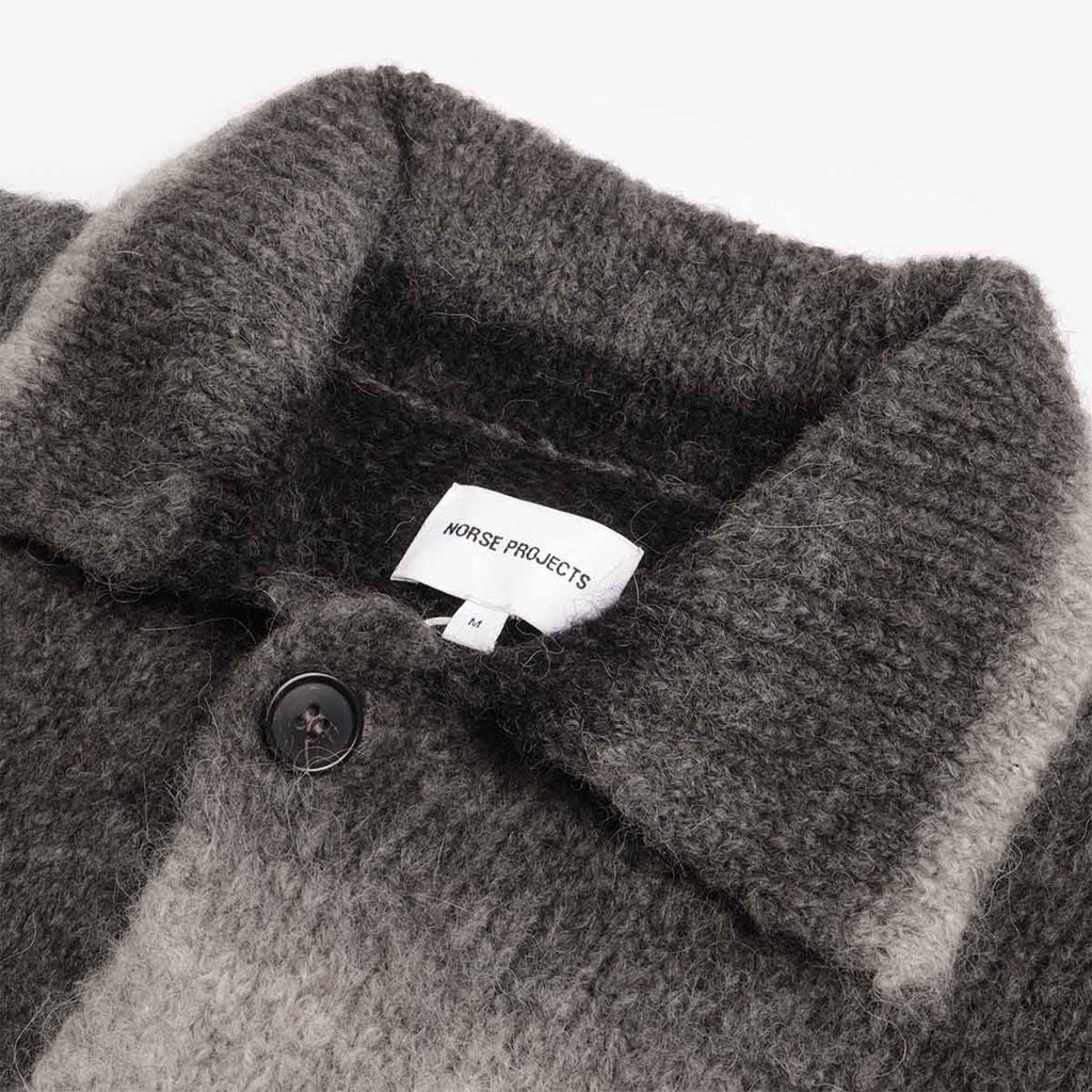 Norse Projects Erik Gradient Alpaca Wool Jacket, Charcoal Melange, Detail Shot 3