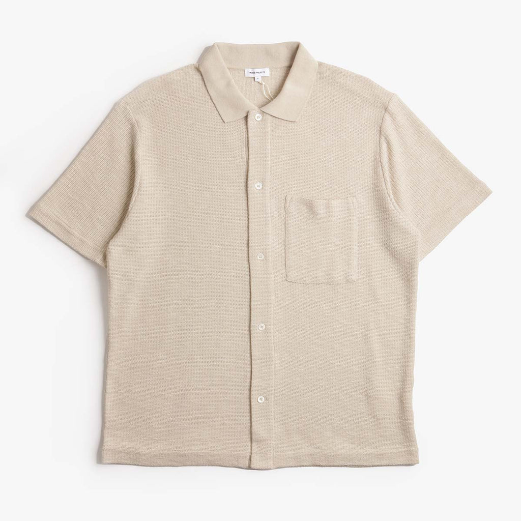 Norse Projects Gustav Crochet Jersey Shirt, Oatmeal, Detail Shot 1