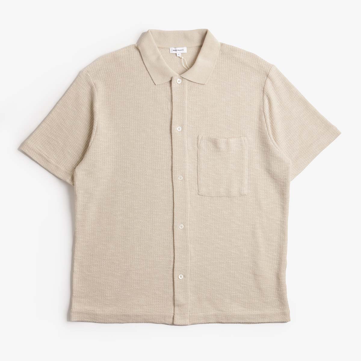 Norse Projects Gustav Crochet Jersey Shirt, Oatmeal, Detail Shot 1