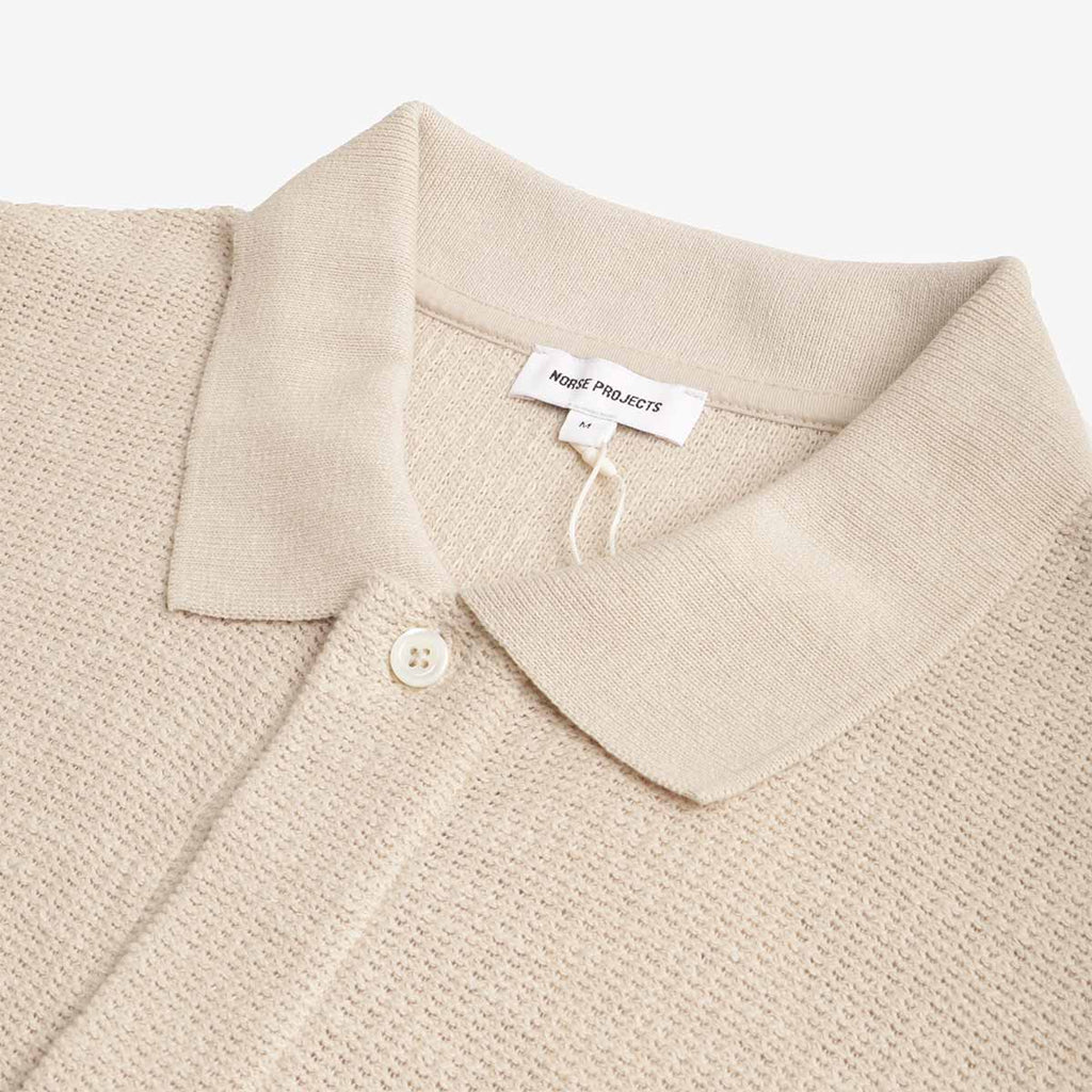 Norse Projects Gustav Crochet Jersey Shirt, Oatmeal, Detail Shot 2