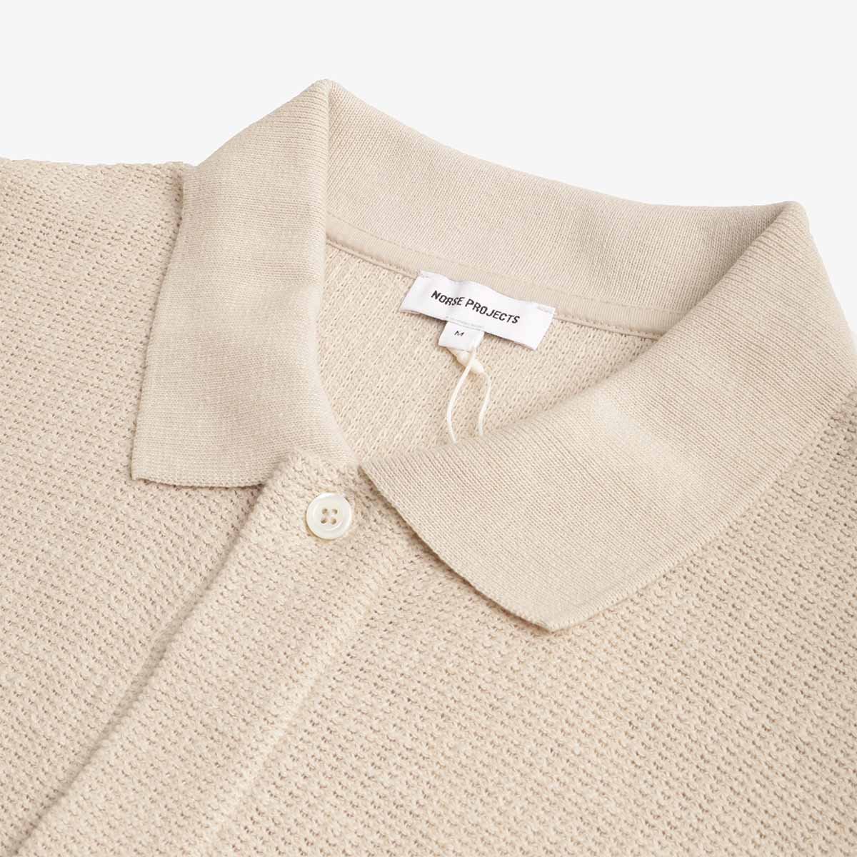 Norse Projects Gustav Crochet Jersey Shirt, Oatmeal, Detail Shot 2