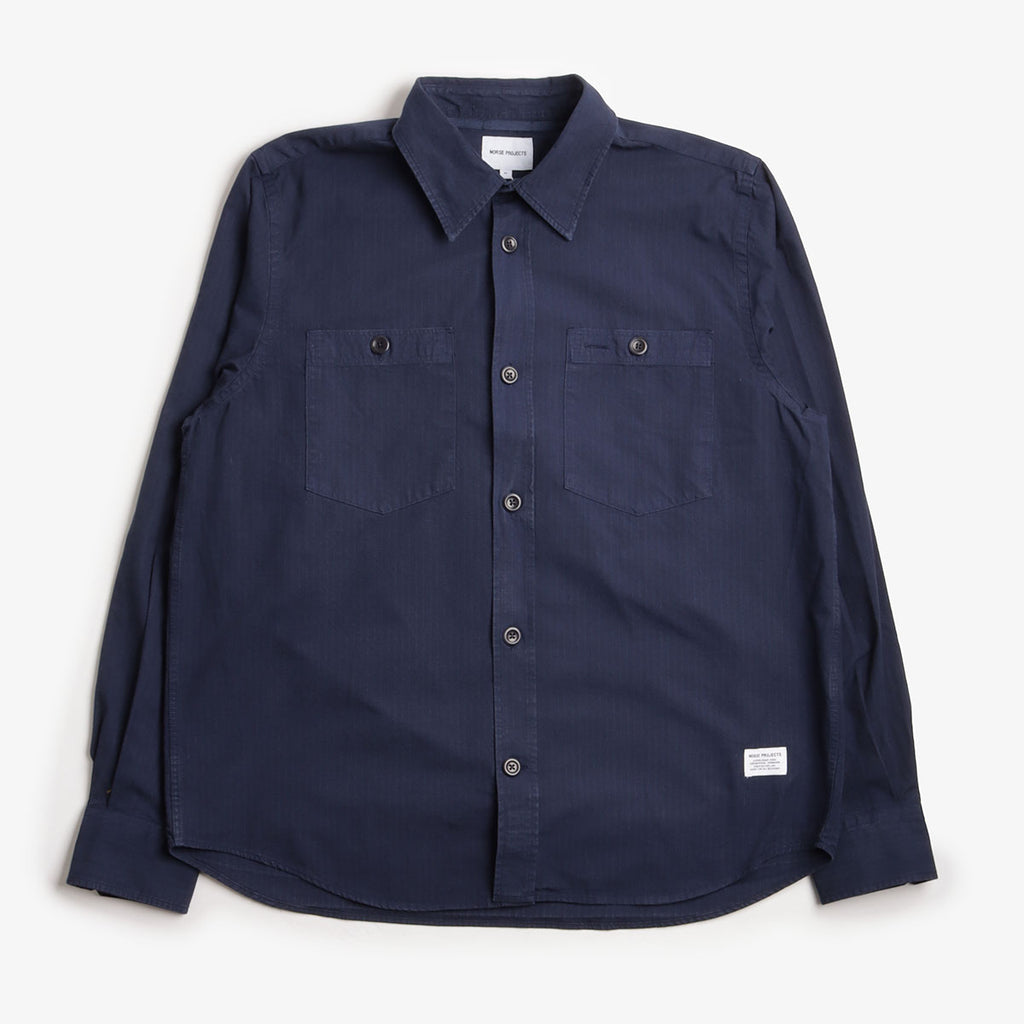 Norse Projects Algot Cotton Ripstop Relaxed Shirt, Workwear Blue, Detail Shot 1