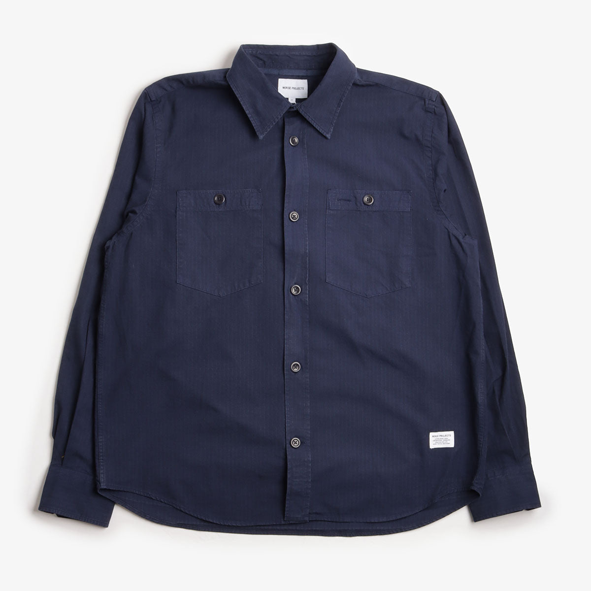 main Norse Projects Algot Cotton Ripstop Relaxed Shirt, Workwear Blue, Detail Shot 1