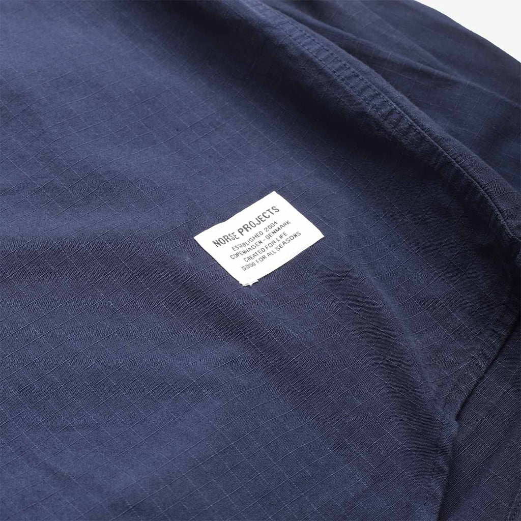Norse Projects Algot Cotton Ripstop Relaxed Shirt, Workwear Blue, Detail Shot 3