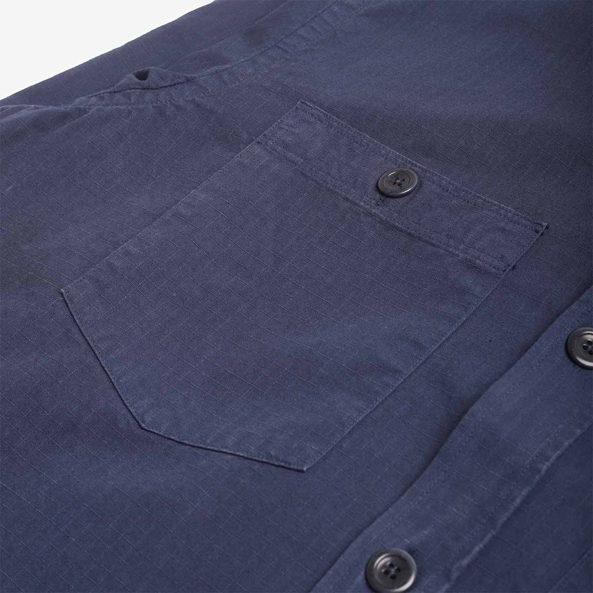 Norse Projects Algot Cotton Ripstop Relaxed Shirt, Workwear Blue, Detail Shot 4