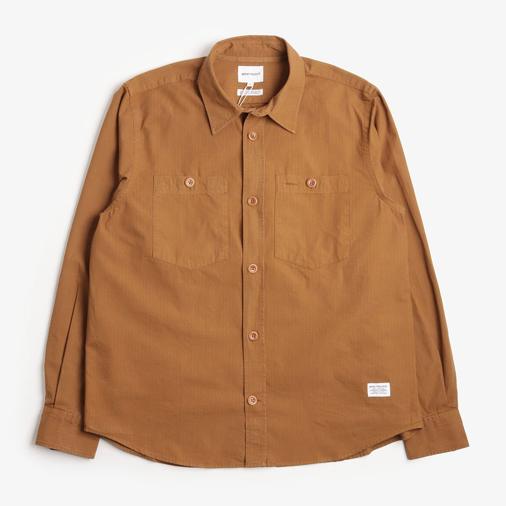 Norse Projects Algot Cotton Ripstop Relaxed Shirt, Duck, Detail Shot 1