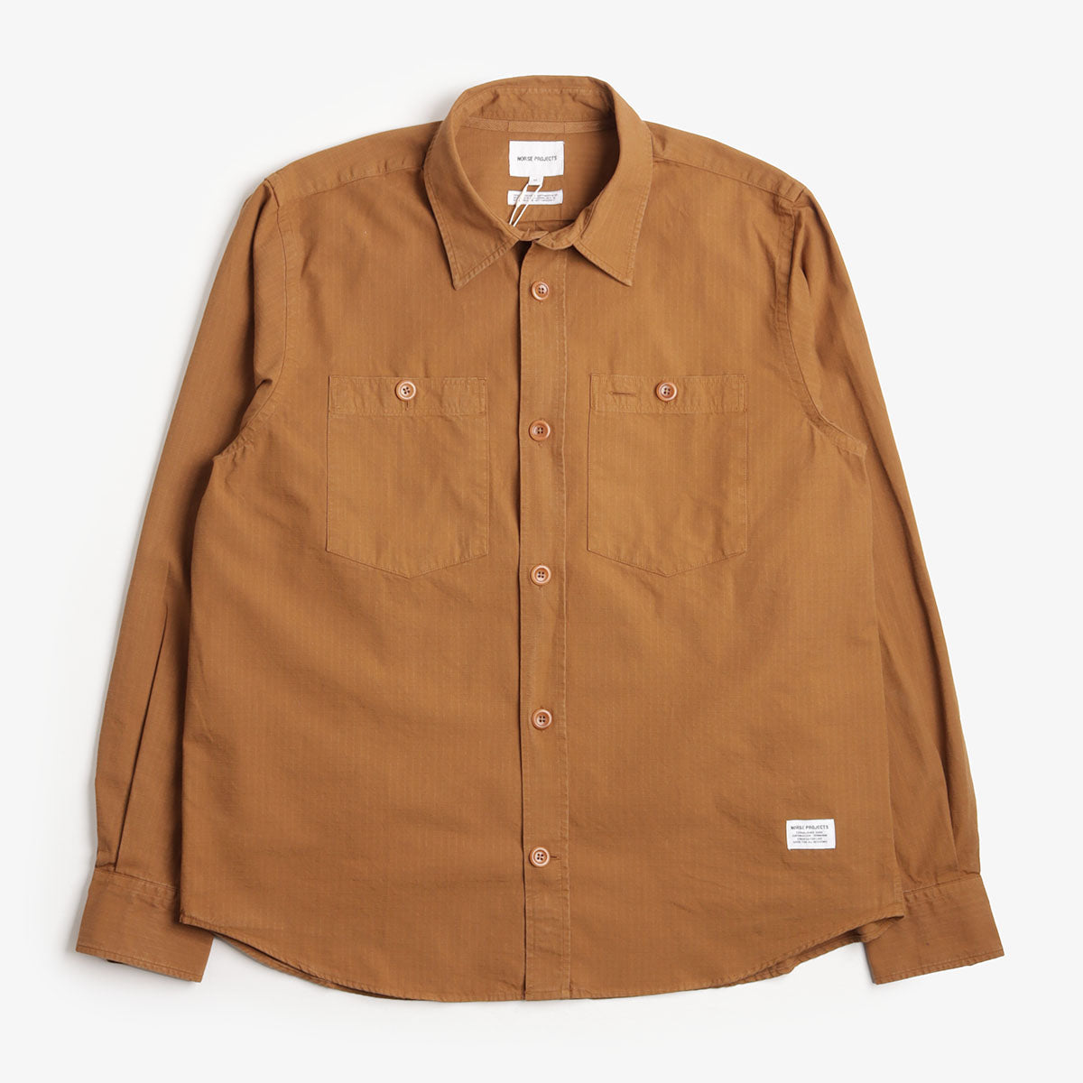 Norse Projects Algot Cotton Ripstop Relaxed Shirt, Duck, Detail Shot 1