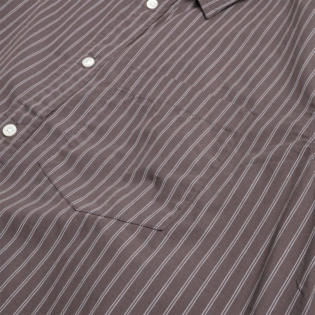 Norse Projects Algot Poplin Stripe Shirt, Graphite, Detail Shot 3