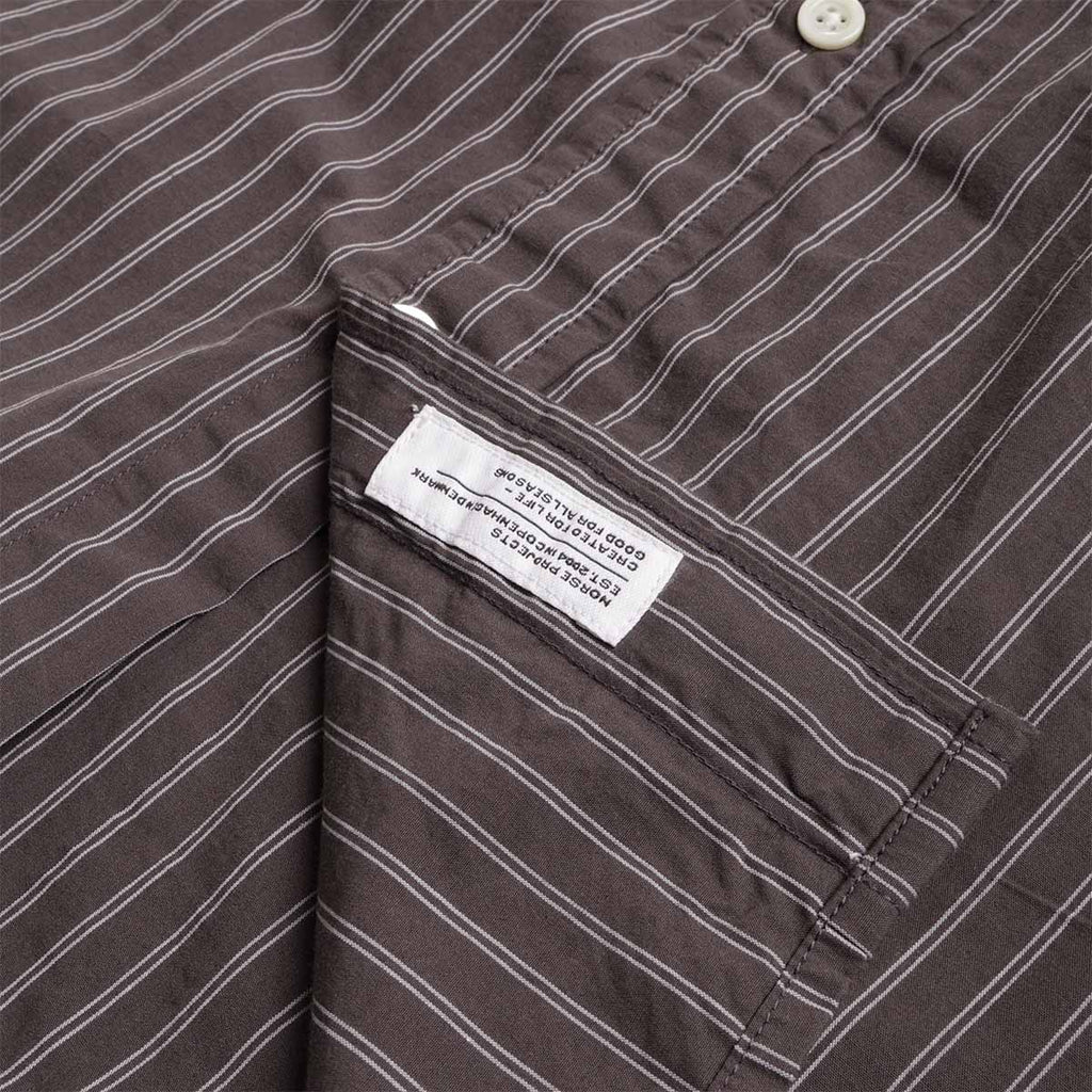 Norse Projects Algot Poplin Stripe Shirt, Graphite, Detail Shot 4