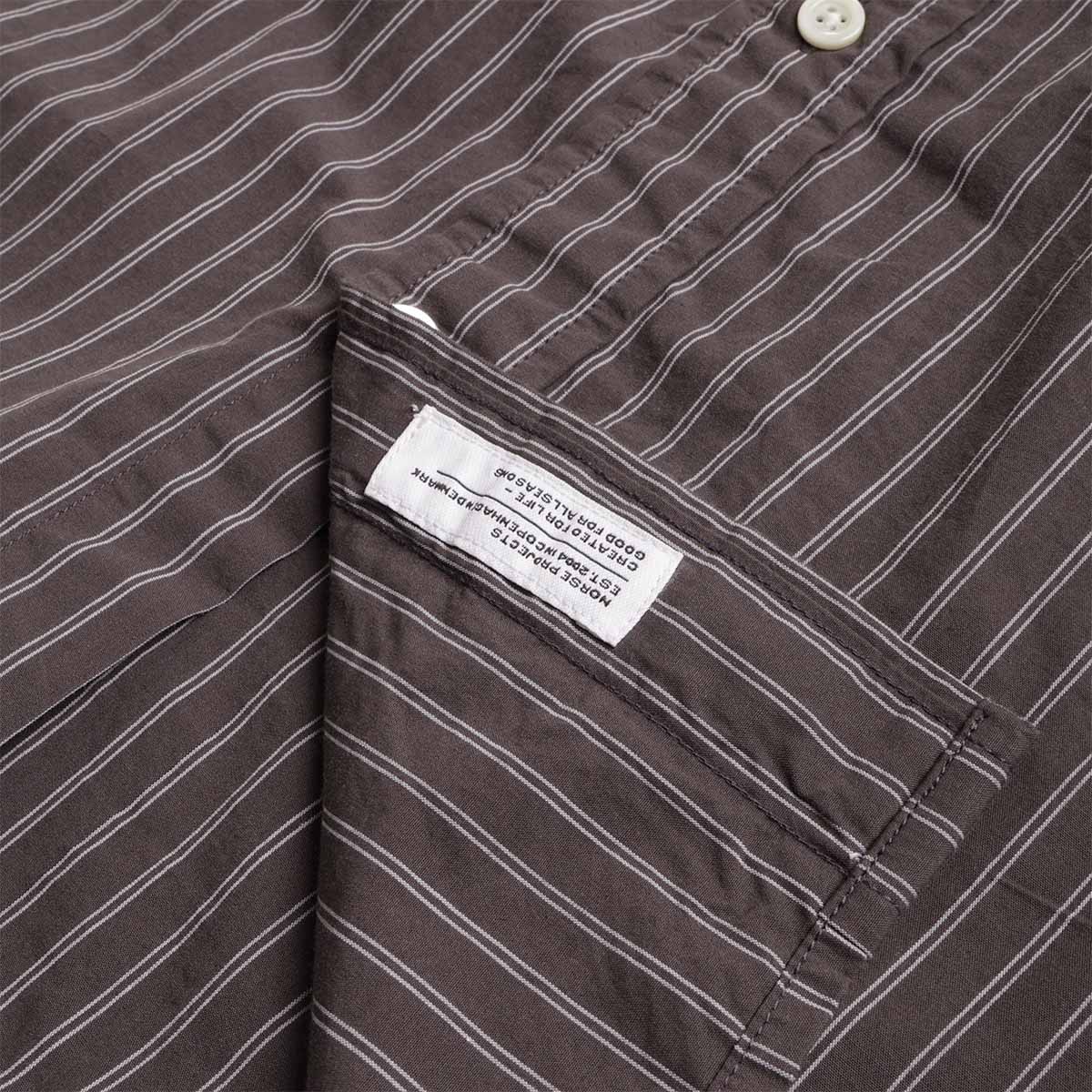 Norse Projects Algot Poplin Stripe Shirt, Graphite, Detail Shot 4