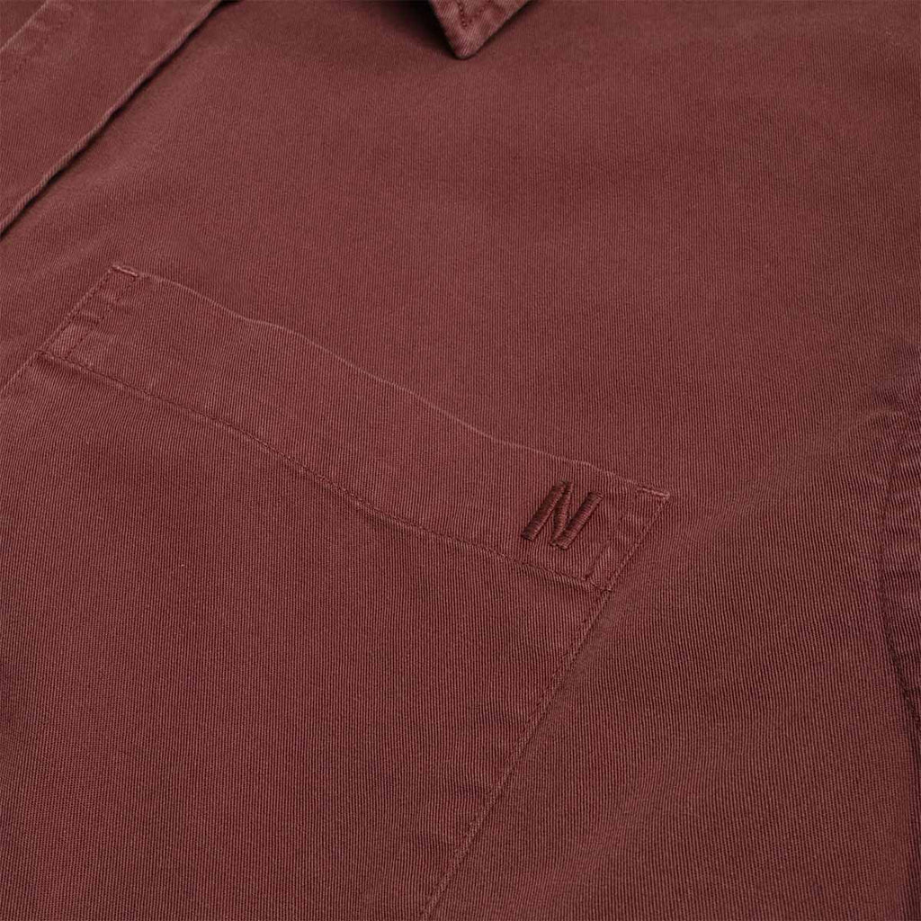 Norse Projects Algot Twill Shirt, Mahogany, Detail Shot 3