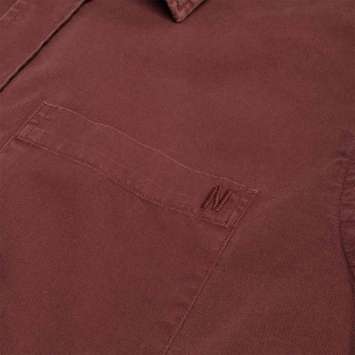 Norse Projects Algot Twill Shirt, Mahogany, Detail Shot 3