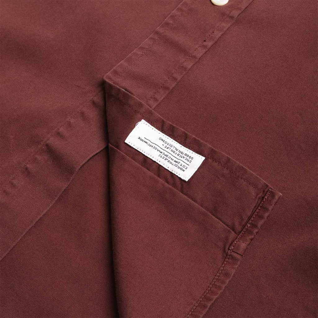 Norse Projects Algot Twill Shirt, Mahogany, Detail Shot 4