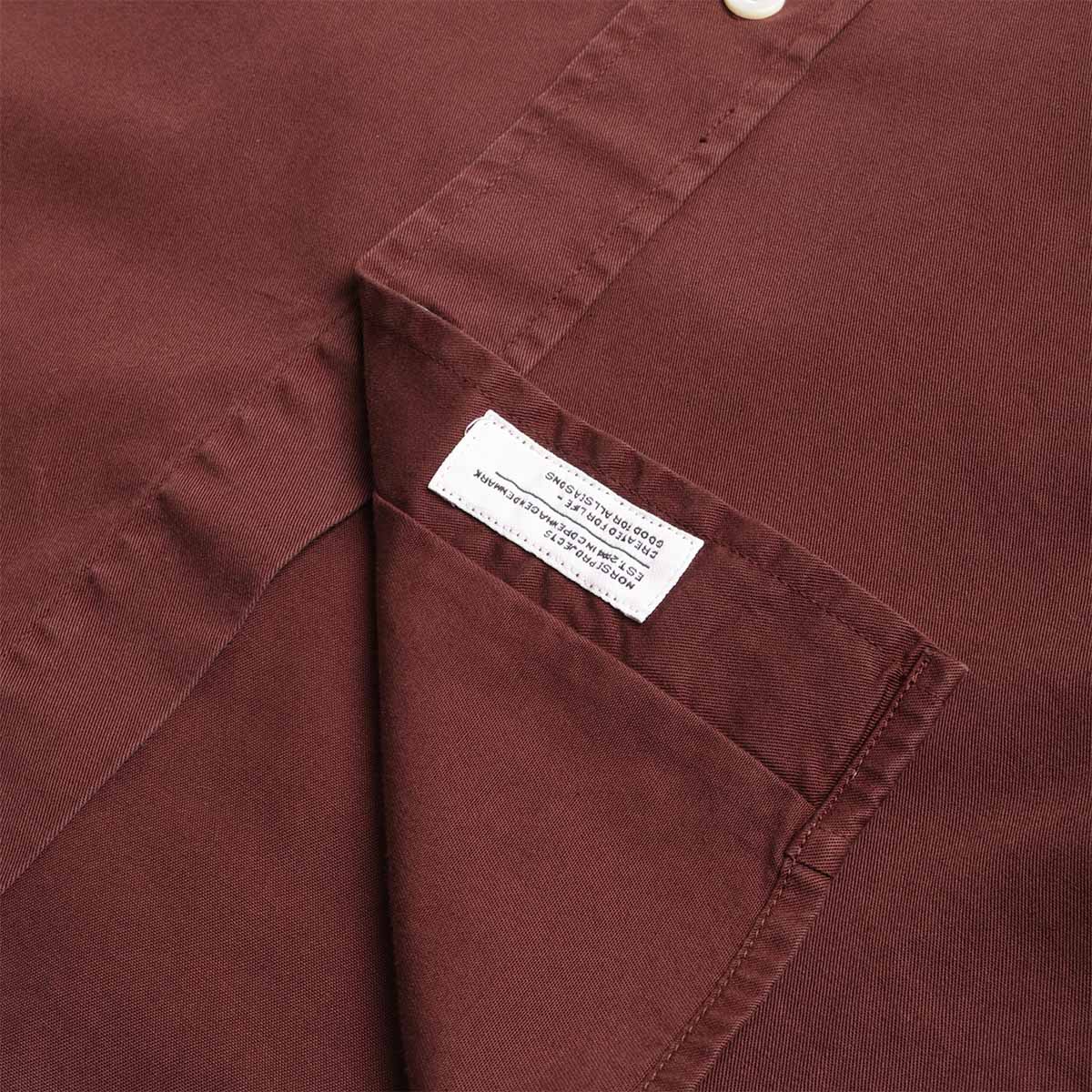 Norse Projects Algot Twill Shirt, Mahogany, Detail Shot 4