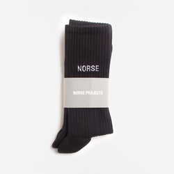 thumbnail Norse Projects Bjarki Logo Sport Socks, Black, Detail Shot 1