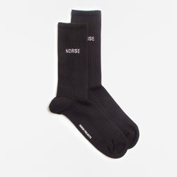 thumbnail Norse Projects Bjarki Logo Sport Socks, Black, Detail Shot 2