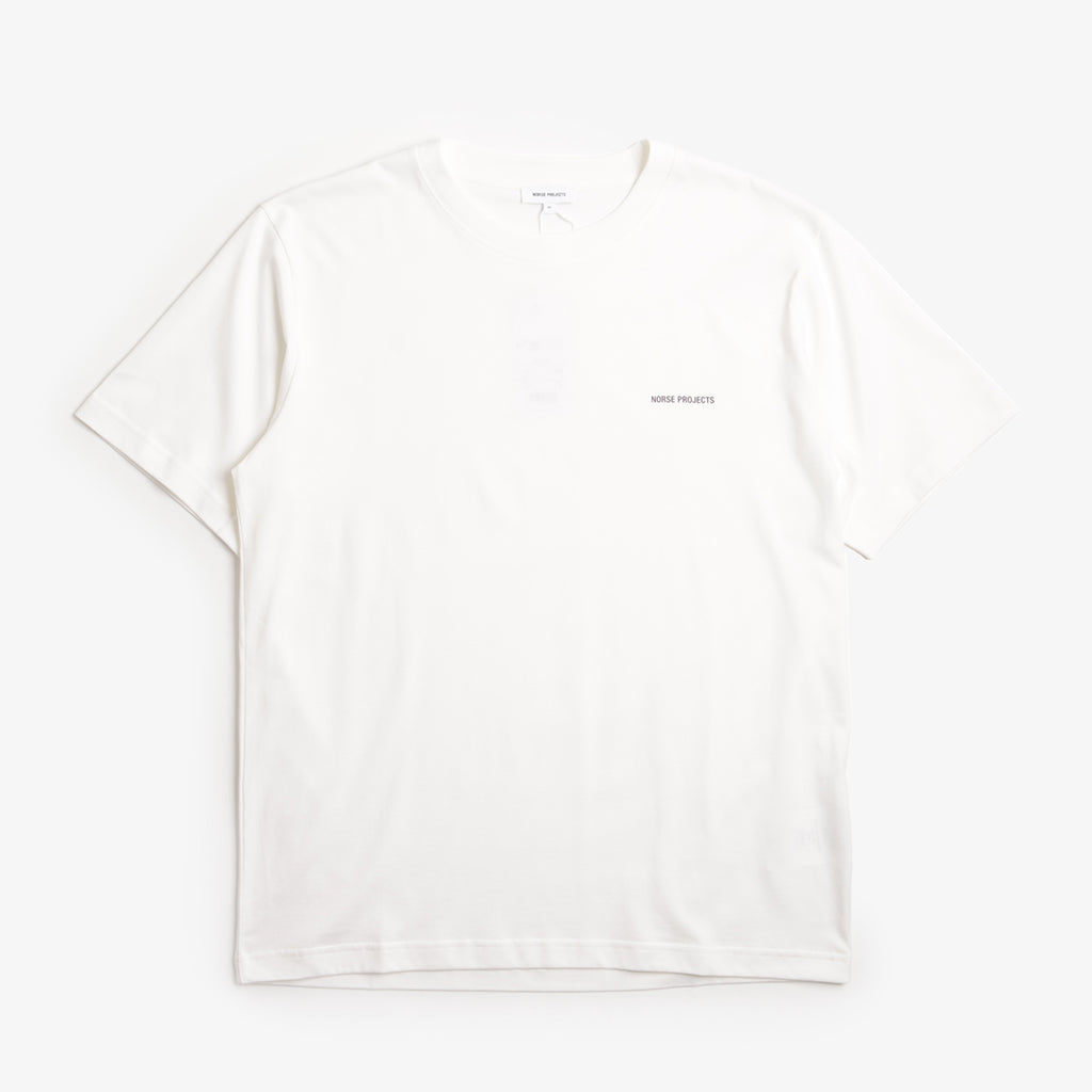 Norse Projects Dyrehaven Organic Logo Print T-Shirt, White, Detail Shot 1