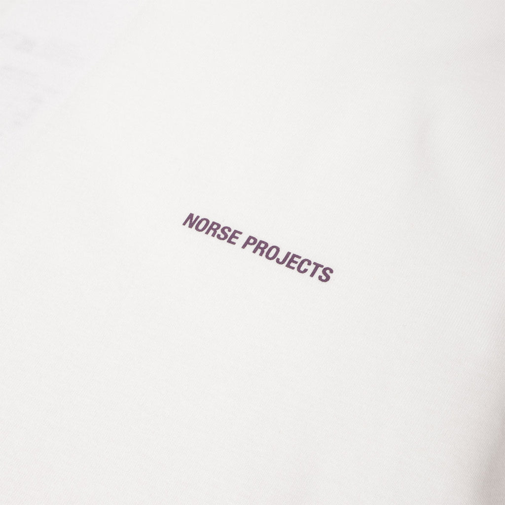 Norse Projects Dyrehaven Organic Logo Print T-Shirt, White, Detail Shot 2