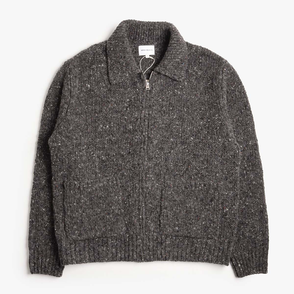 Norse Projects Erik Donegal Diamond Jacket, Charcoal Grey, Detail Shot 1