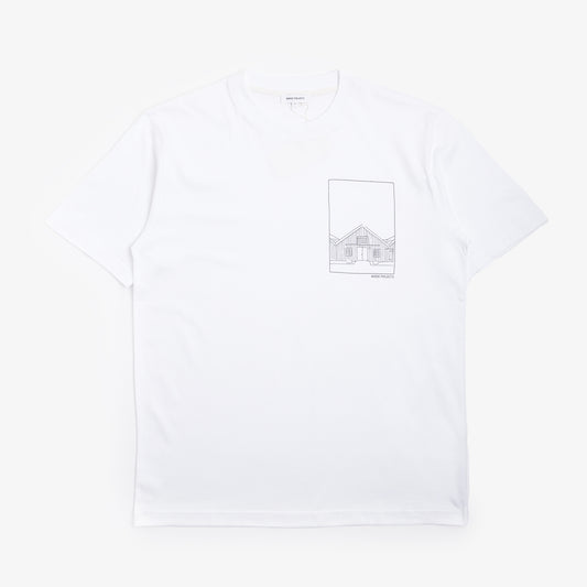 Norse Projects Johannes Kanonbadsvej Print T-Shirt, White, Detail Shot 1