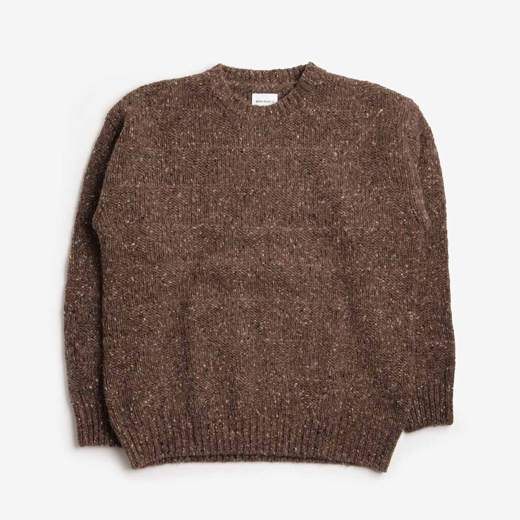 Norse Projects Jonas Donegal Diamond Sweater, Seal Brown, Detail Shot 1