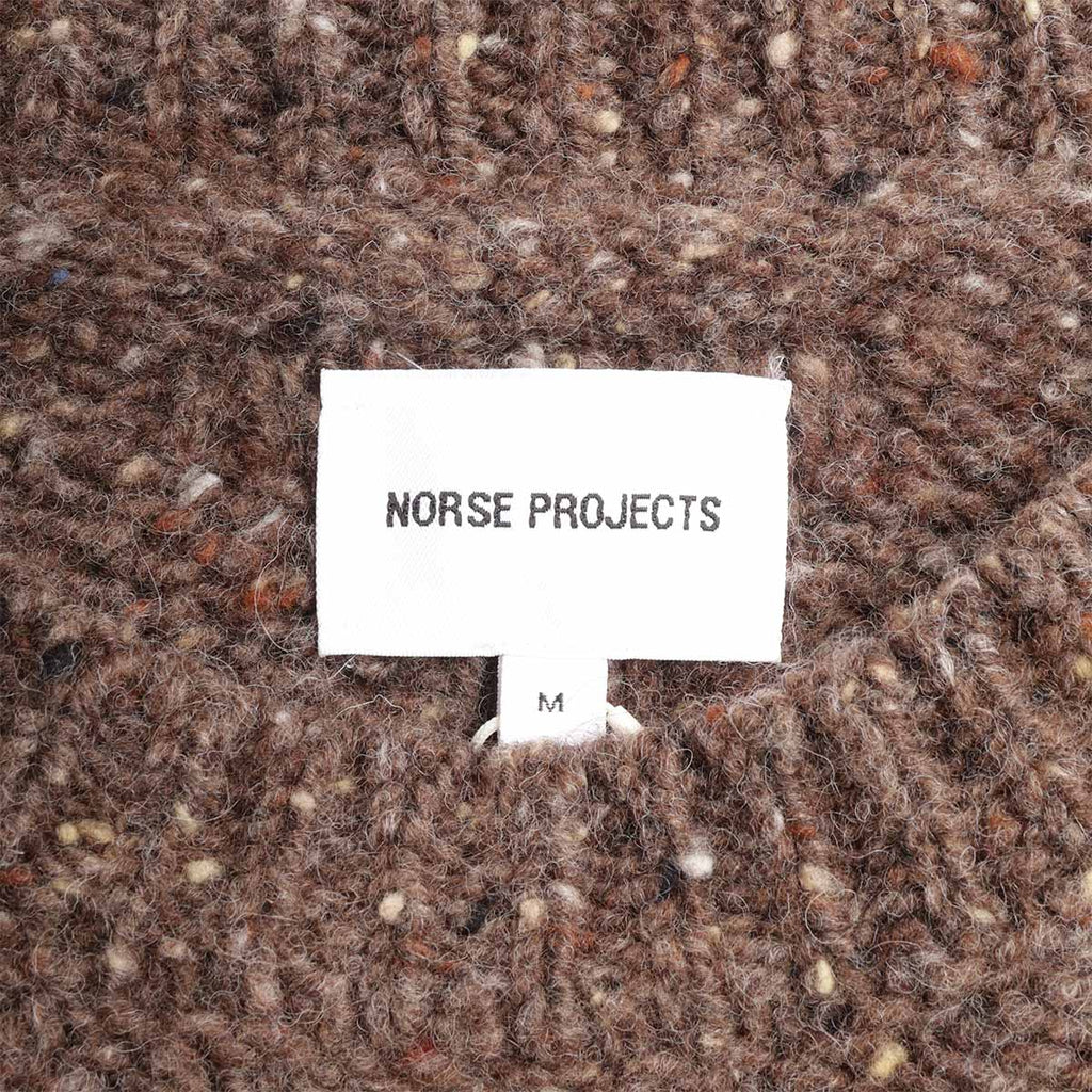 Norse Projects Jonas Donegal Diamond Sweater, Seal Brown, Detail Shot 3