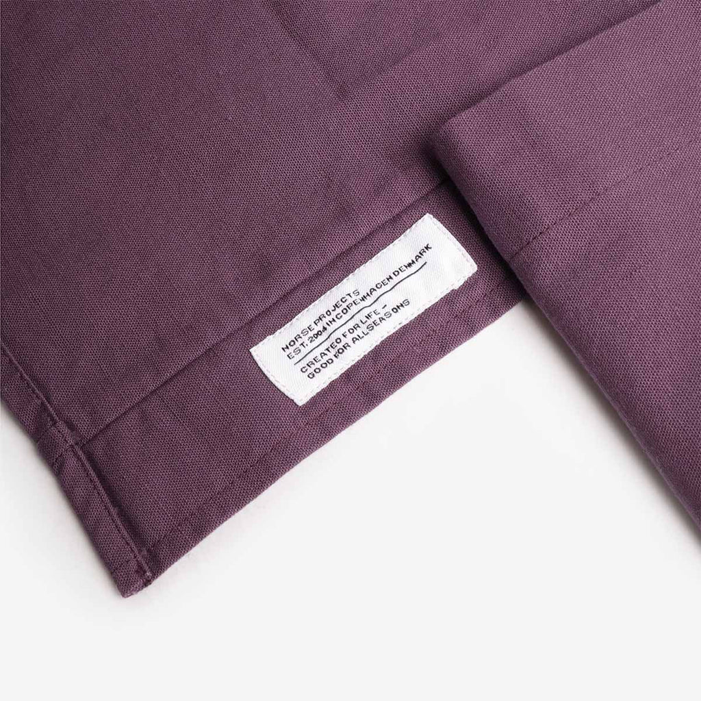 Norse Projects Kongshoved Cotton Faded Pigment Dyed Relaxed Shirt, Vintage Violet, Detail Shot 6