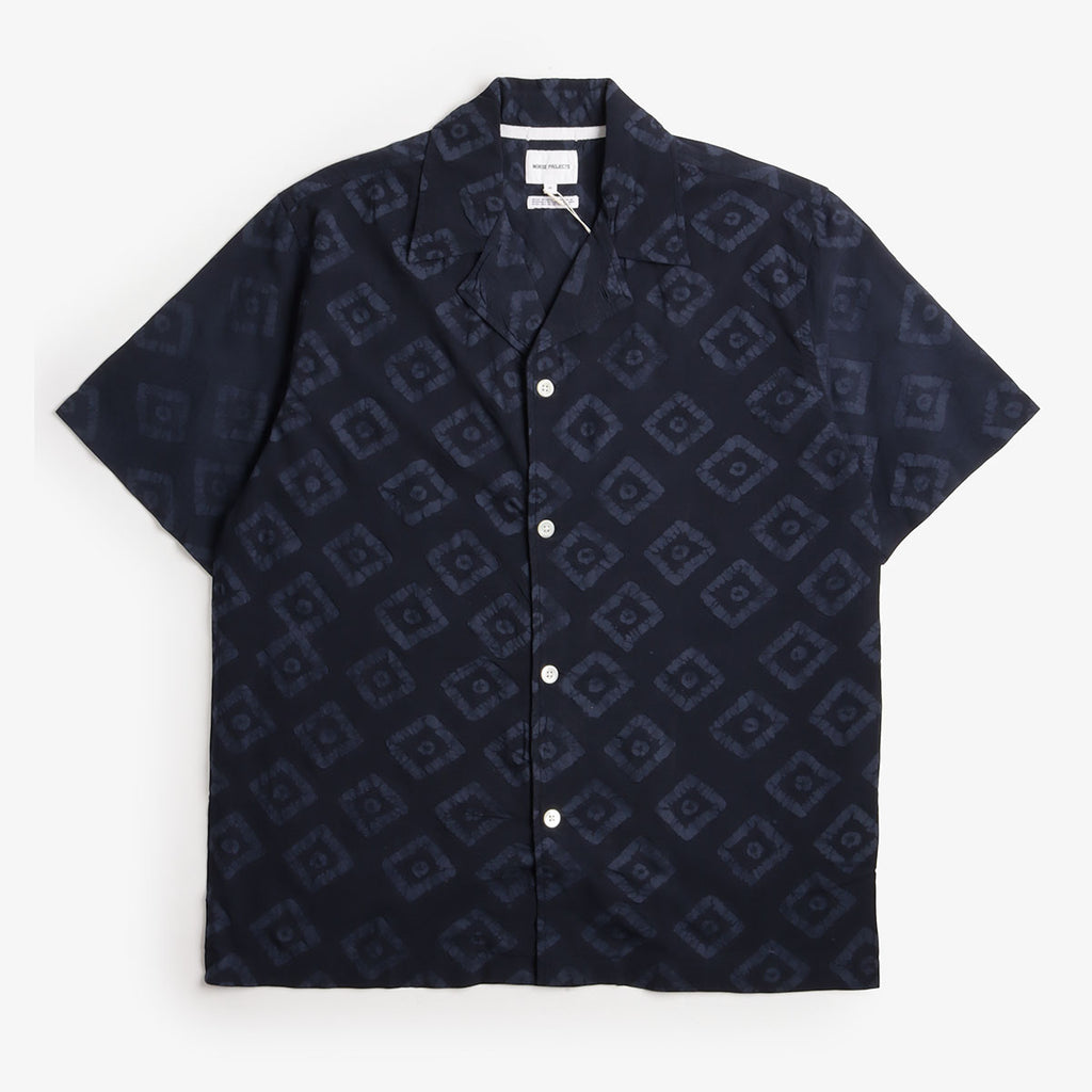 Norse Projects Mads Batik Shirt, Dark Navy, Detail Shot 1