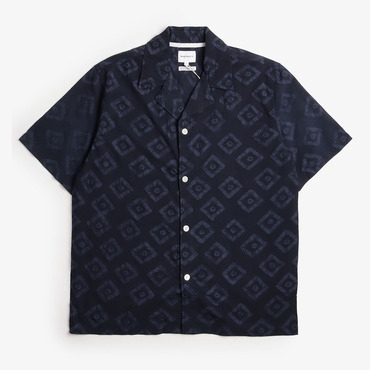 Norse Projects Mads Batik Shirt, Dark Navy, Detail Shot 1