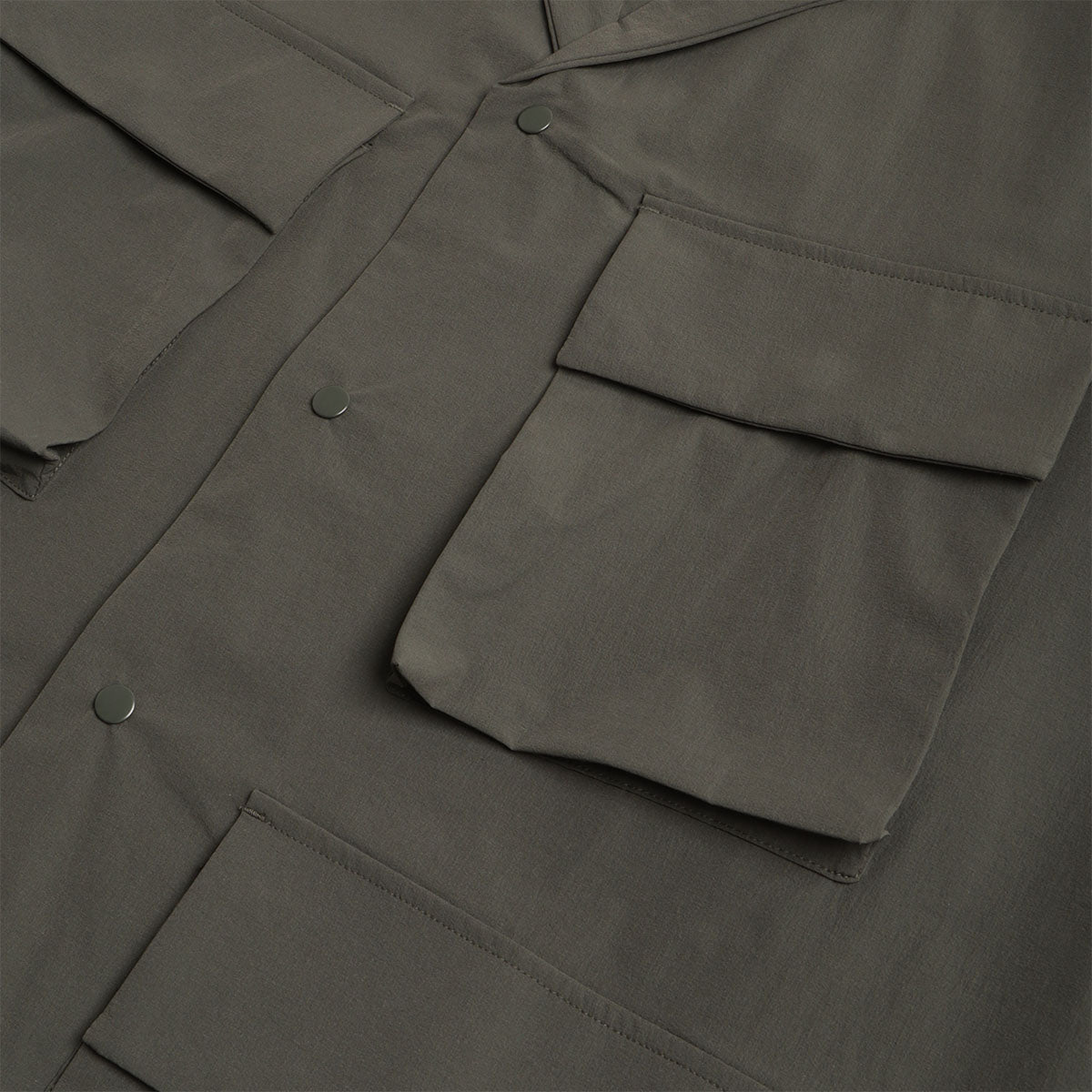 Norse Projects Mads Travel Light Overshirt, Black Olive, Detail Shot 3