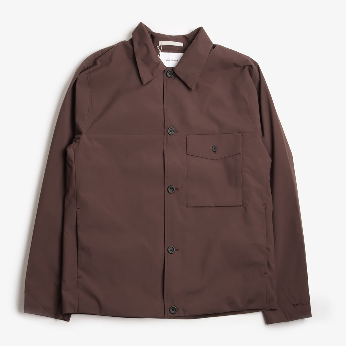 Norse Projects Marcus Windstopper Overshirt, Seal Brown, Detail Shot 1