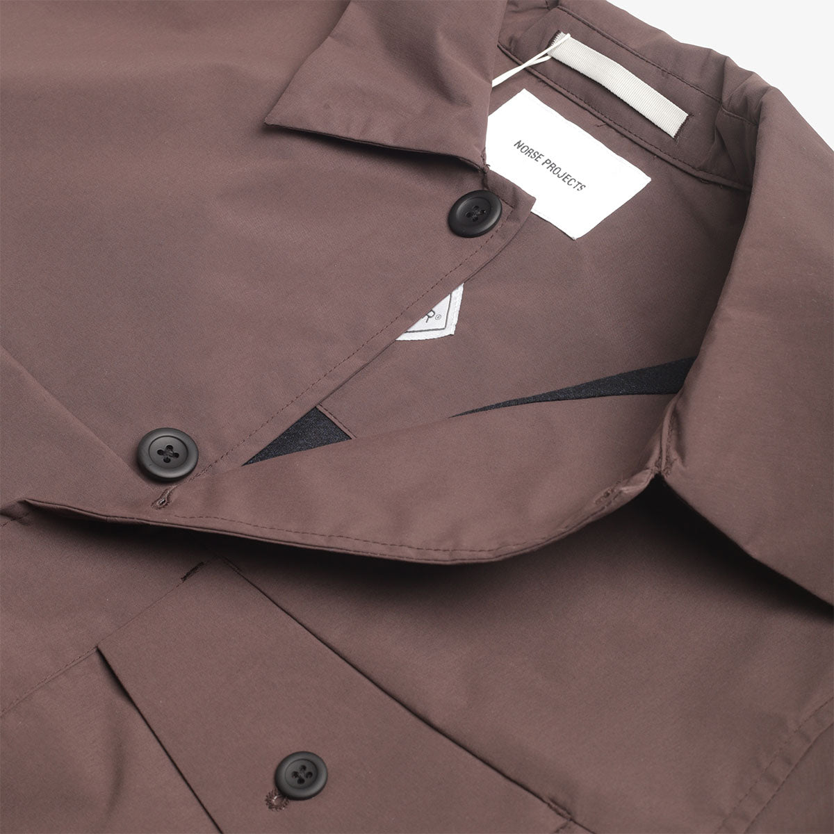 Norse Projects Marcus Windstopper Overshirt, Seal Brown, Detail Shot 3