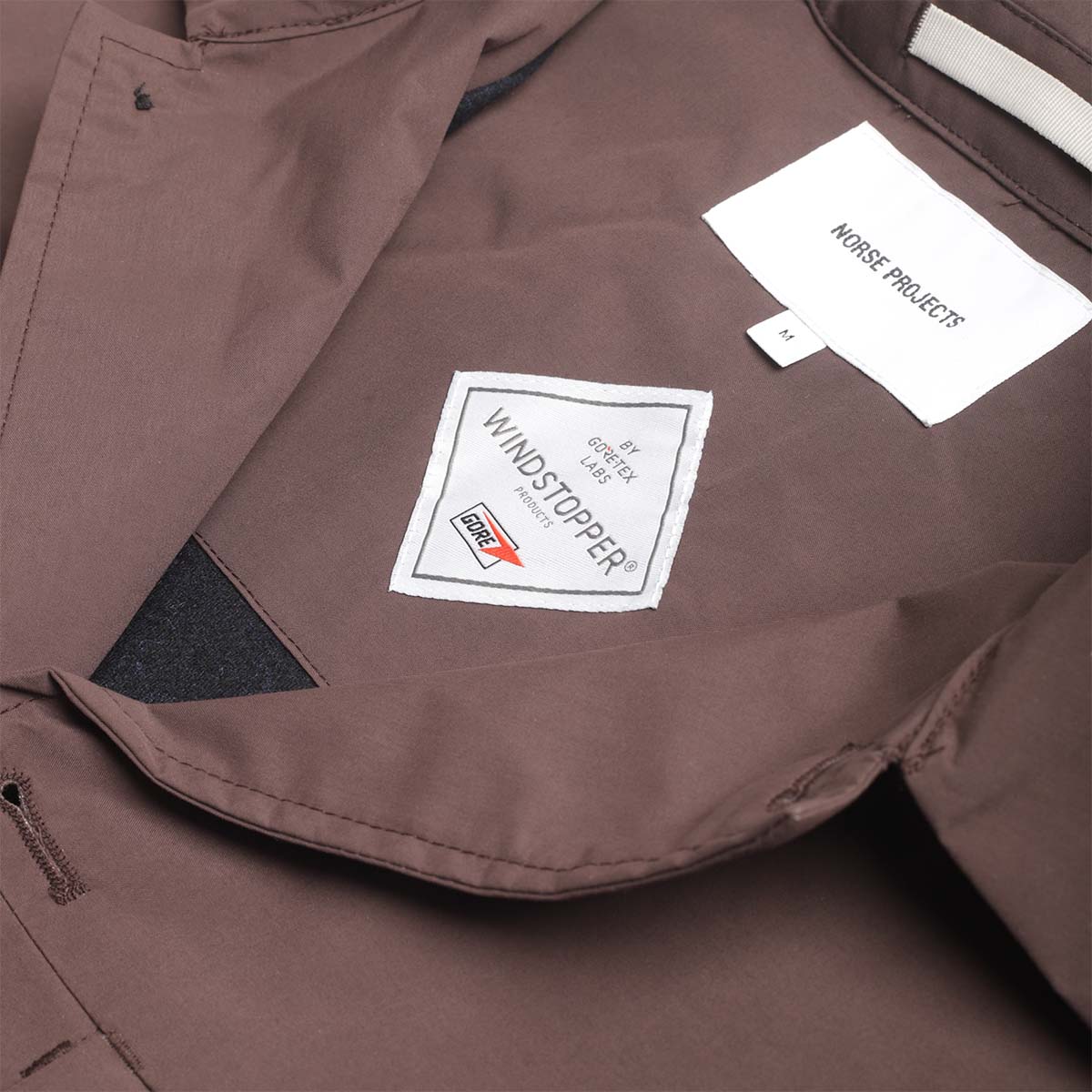 Norse Projects Marcus Windstopper Overshirt, Seal Brown, Detail Shot 4