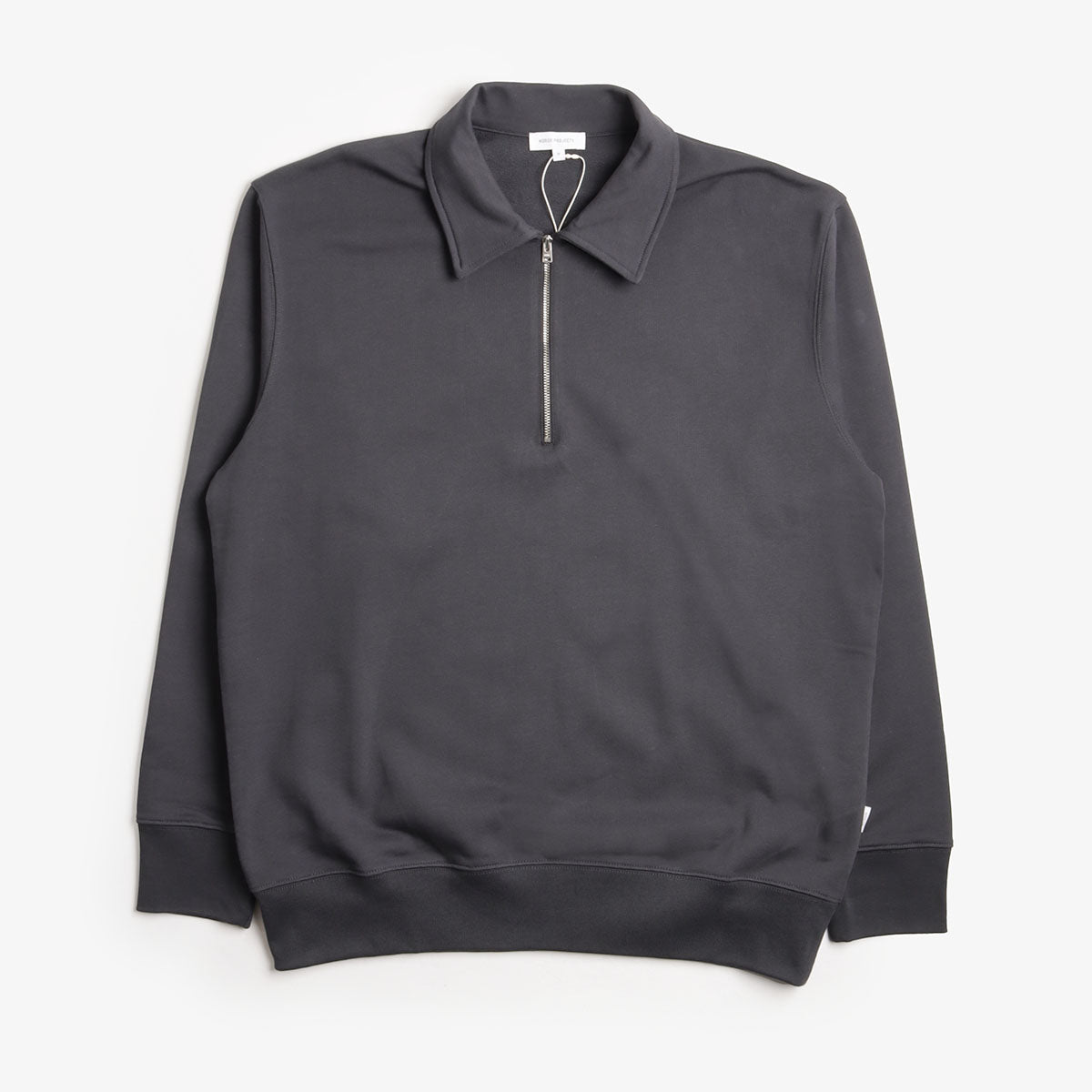 Norse Projects Norse Standard Half Zip Sweatshirt, Graphite, Detail Shot 1