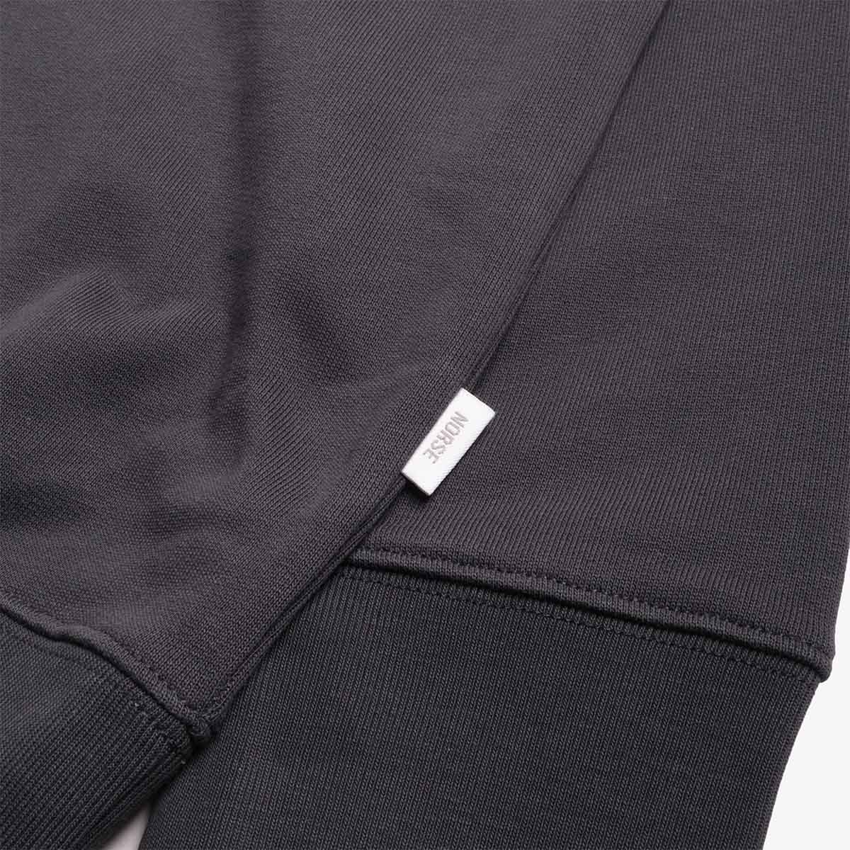 Norse Projects Norse Standard Half Zip Sweatshirt, Graphite, Detail Shot 3