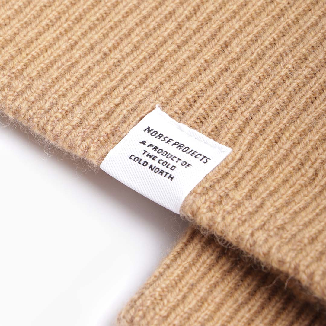 Norse Projects Sigfred Lambswool Sweater, Camel, Detail Shot 3