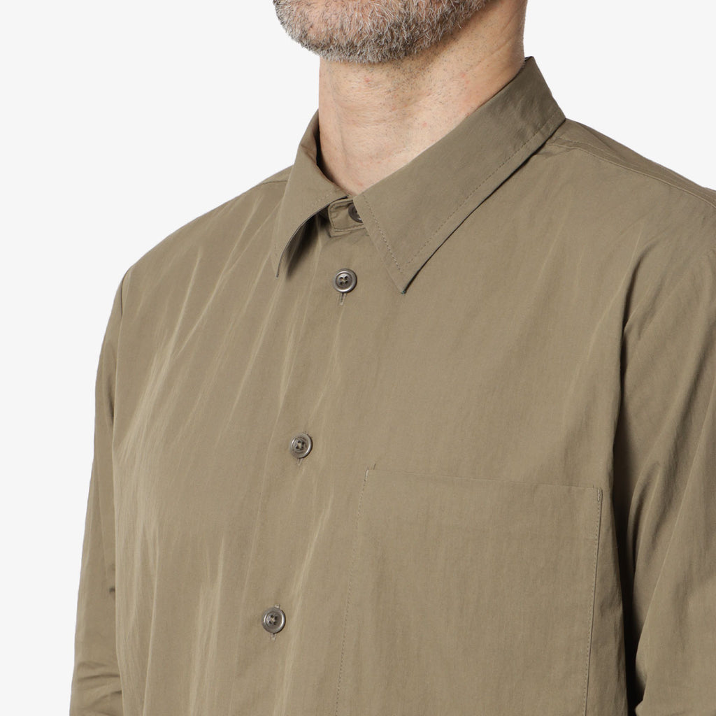 Norse Projects Silas Tech Poplin Shirt, Sediment Green, Detail Shot 2