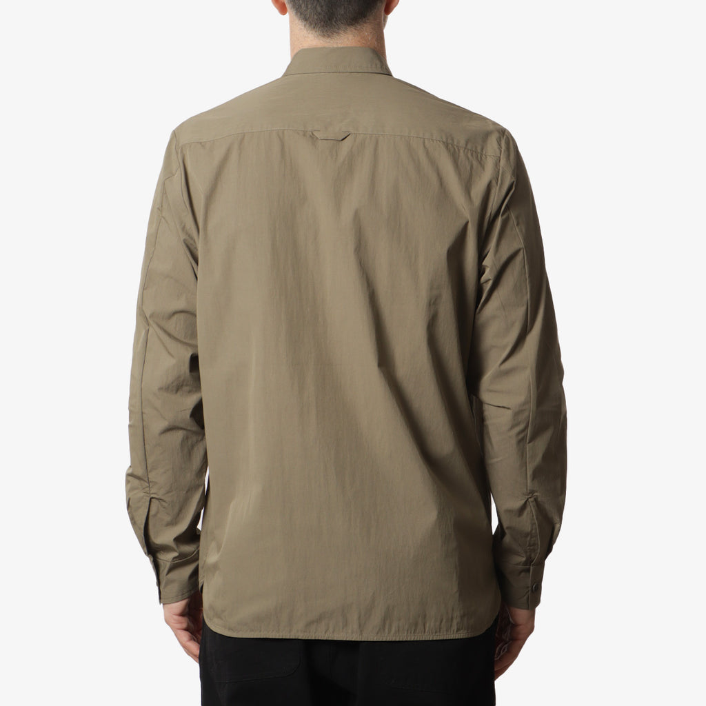 Norse Projects Silas Tech Poplin Shirt, Sediment Green, Detail Shot 3