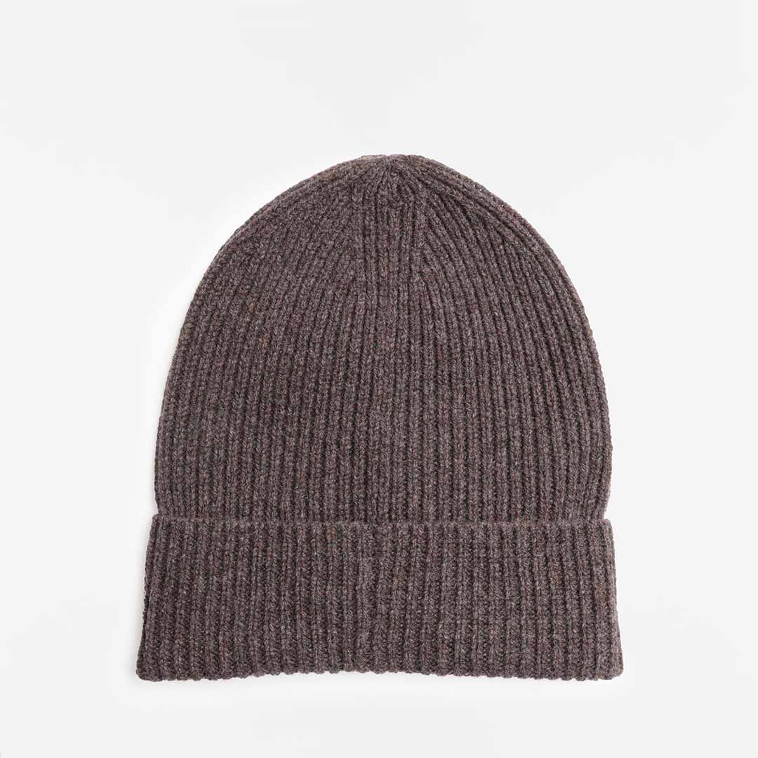main Norse Projects Standard Merino Lambswool Beanie, Heathland Brown, Detail Shot 2